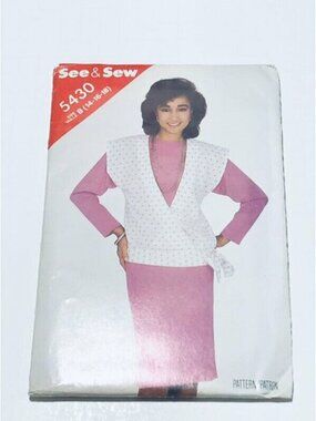 Vintage 1980s Butterick Sewing Pattern 5430 Misses Dress Top Size 14-18 Uncut